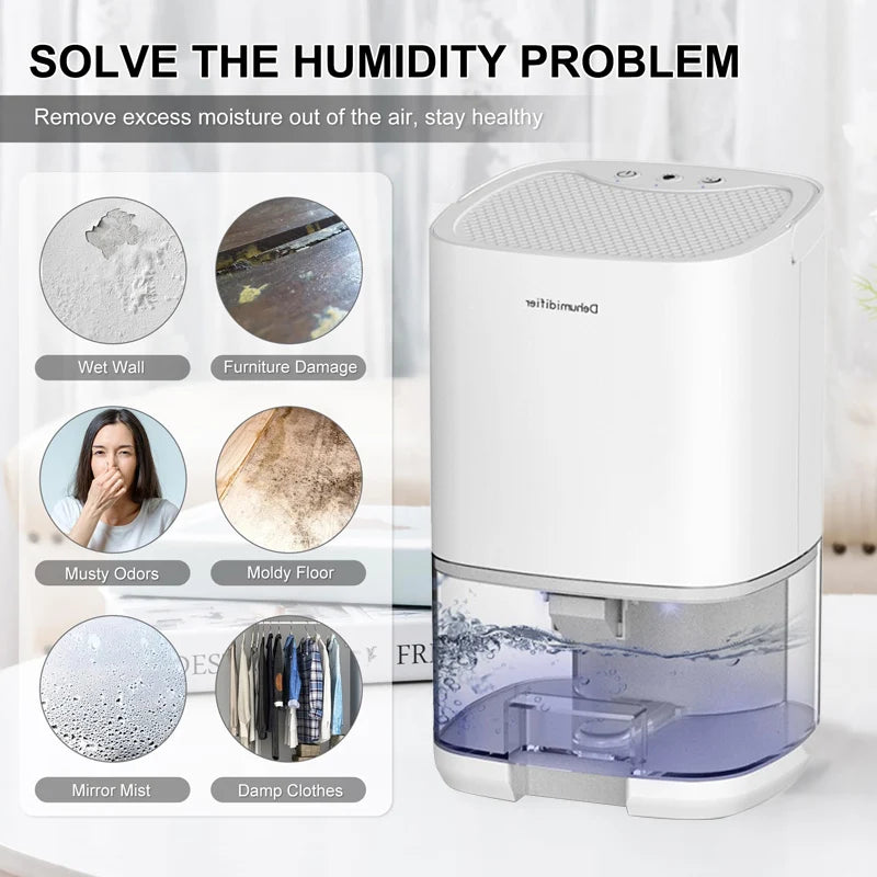 Air Dehumidifier – Portable Quiet Moisture Absorber & Air Dryer for Home, Bedroom, Office, Kitchen